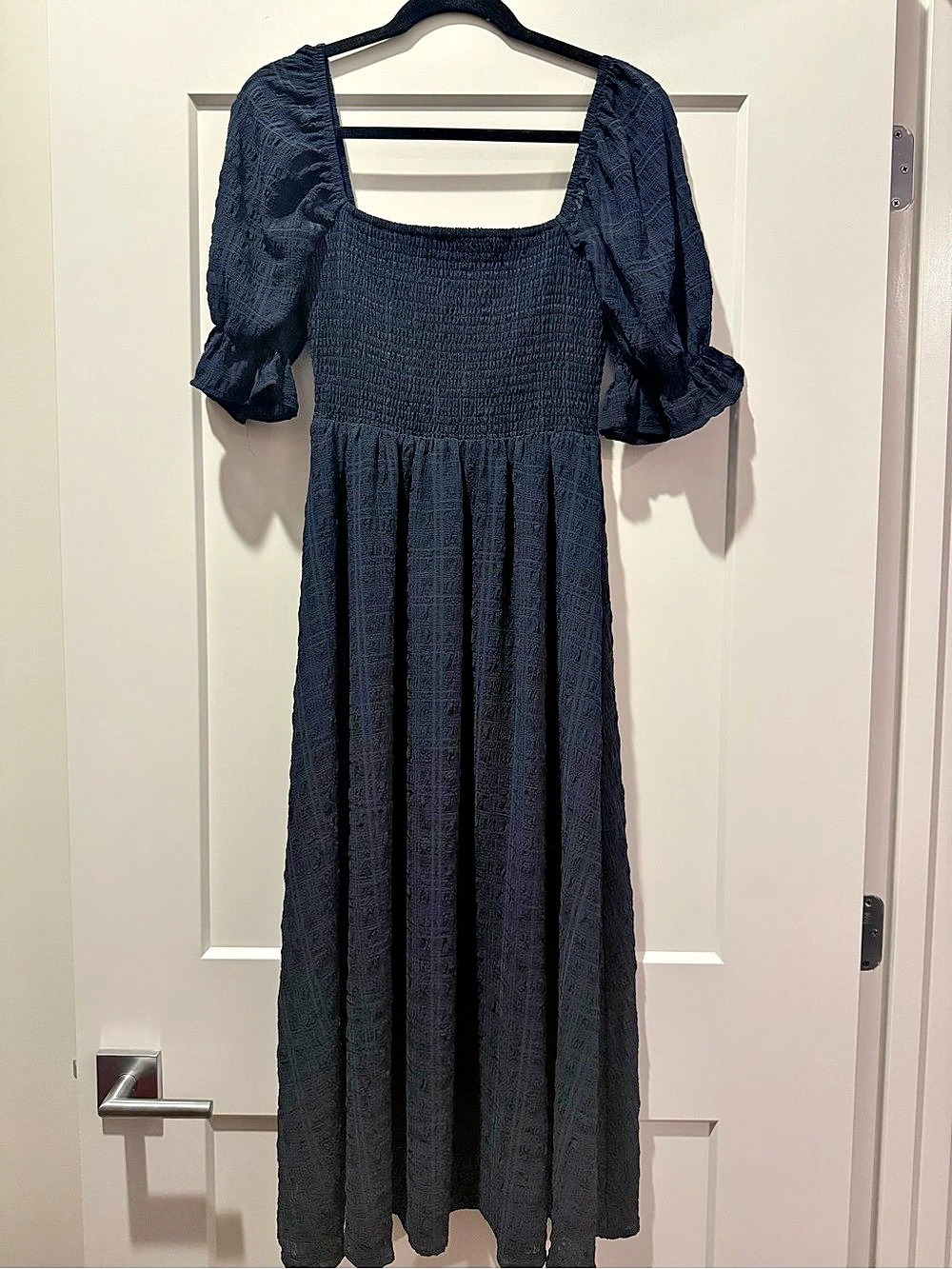Altars State Navy Puff Sleeve Maxi Dress Like New